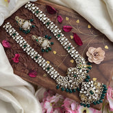 Victorian Diamond Elephant Pendant Neckpiece-Green-VV1867